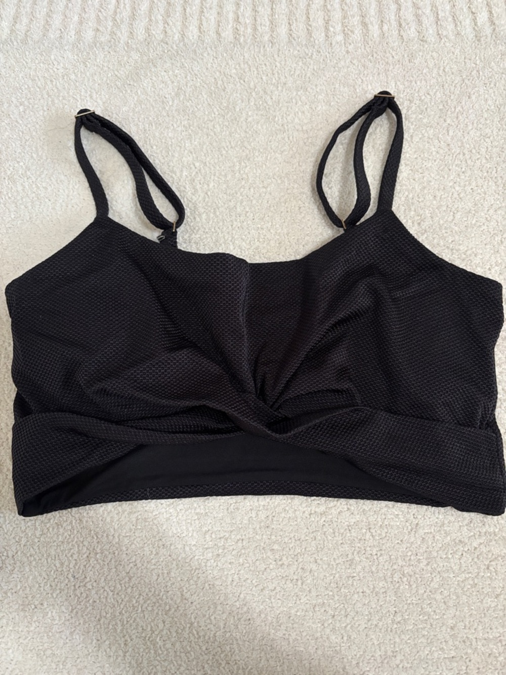 Aerie Black Textured Bikini Top